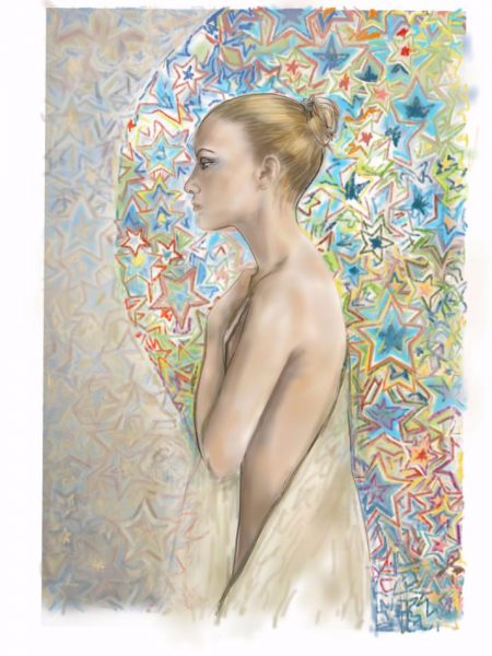 Silhouet naakte vrouw voor druk patroon a la Klimt