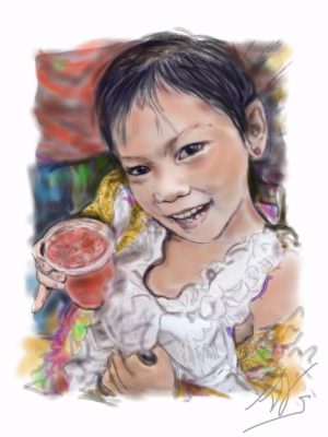 Vietnamees klein meisje met limonade