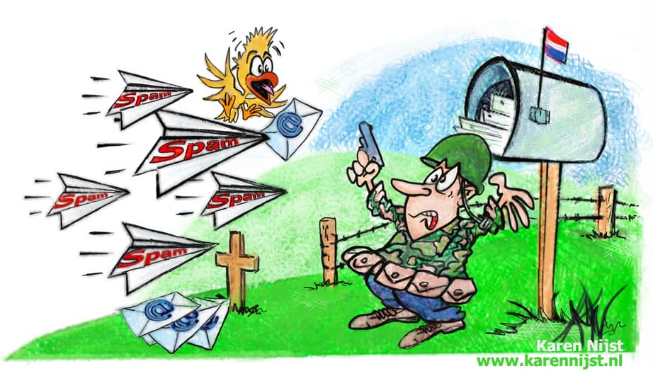 Help spam te voorkomen, soldaatje weert papieren vliegtuigjes